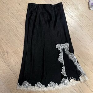 J. Crew Black Skirt with White Lace Trim